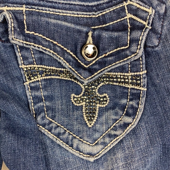 Rock Revival Scarlett Cut off Capri Cropped Cuffed Jeans medium wash distressed - Picture 9 of 16